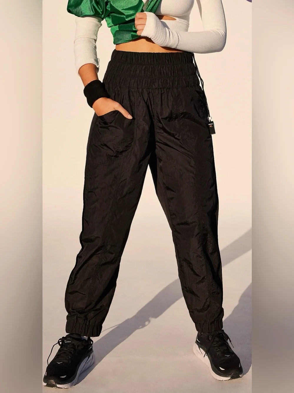 Free People Movement The Way Home Joggers Womens XS Black High Waist Nylon